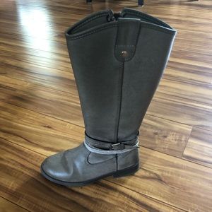 Grey girls tall zipper boots